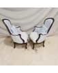 Paire de Fauteuils Napoléon III Style Louis XV en Bois Noirci et Doré avec Coussins