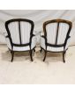 Paire de Fauteuils Napoléon III Style Louis XV en Bois Noirci et Doré avec Coussins