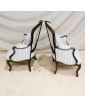 Pair of Napoleon III Louis XV Style Armchairs in Blackened and Gilded Wood with Cushions