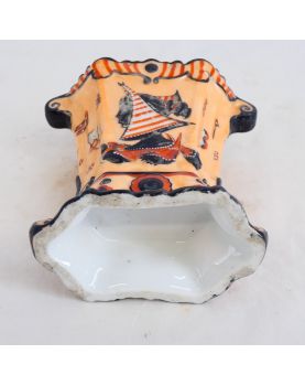 Small Porcelain Vase with Lakeside Decor Attributed to Bayeux