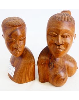 Couple Buste d’Africains en Bois