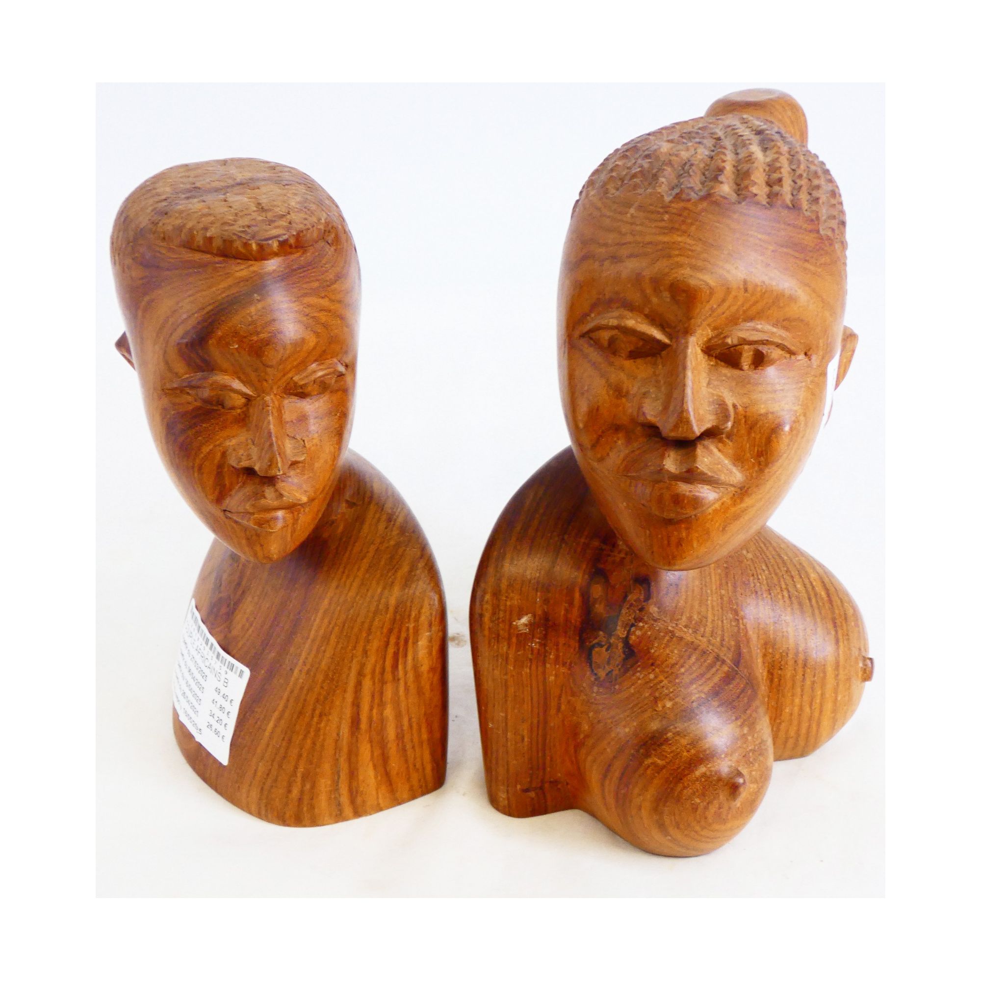Couple Buste d’Africains en Bois Couple Buste d’Africains en Bois