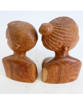 Couple Buste d’Africains en Bois