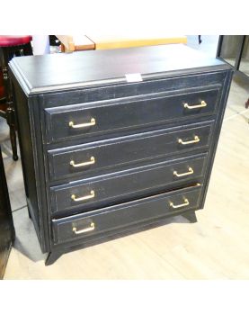 Commode Noire Relookée 4 Tiroirs
