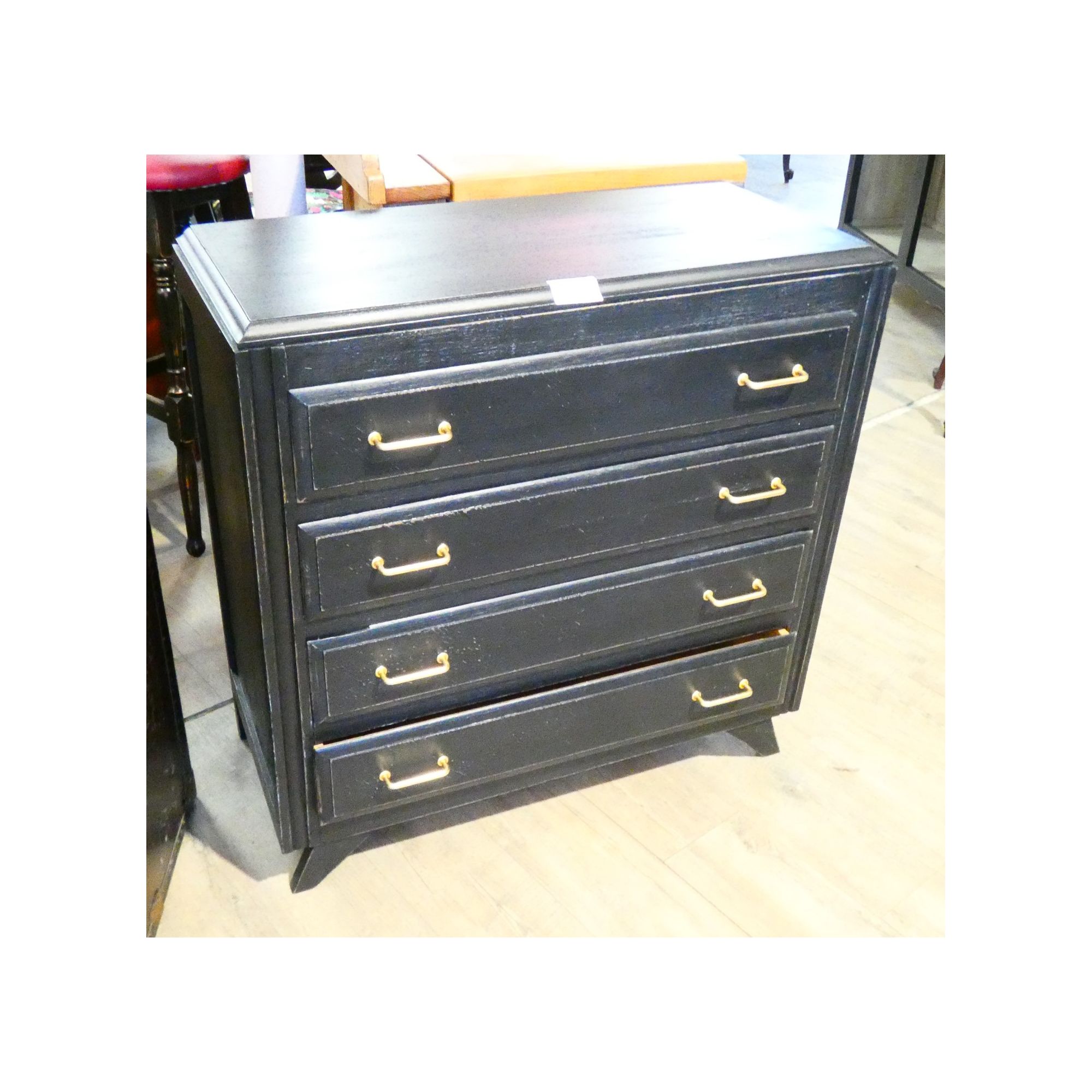 Refurbished Black Chest of Drawers with 4 Drawers Refurbished Black Chest of Drawers with 4 Drawers