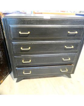 Commode Noire Relookée 4 Tiroirs
