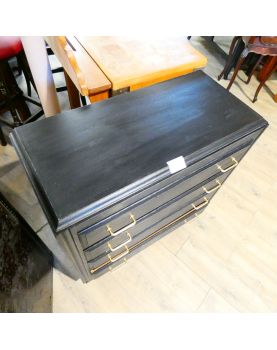 Commode Noire Relookée 4 Tiroirs