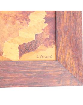 Inlaid Wooden Panel with Castle Decor R.STRAUB