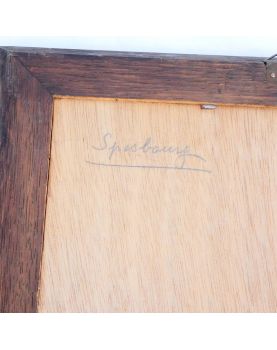 Inlaid Wooden Panel with Castle Decor R.STRAUB