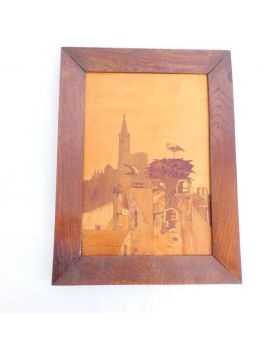 Inlaid Wooden Panel of Storks