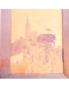 Inlaid Wooden Panel of Storks