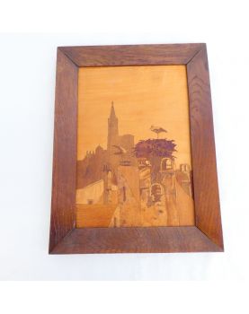 Inlaid Wooden Panel of Storks