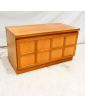 Low TV cabinet with 1 flap on wheels, Scandinavian style
