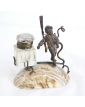 Small Spelter Inkwell with Marine Decor