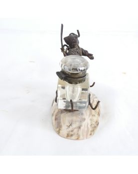 Small Spelter Inkwell with Marine Decor