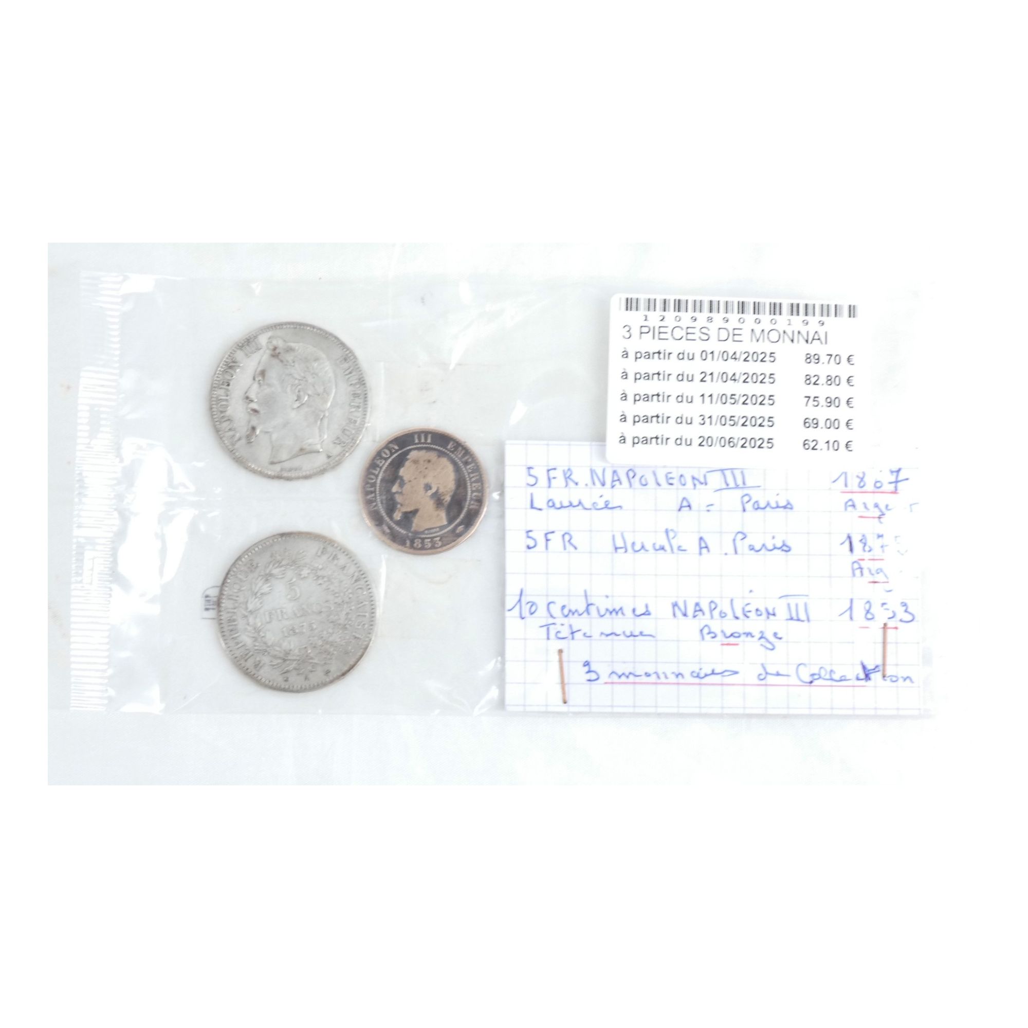 Lot de 3 Pièces de Monnaies Françaises Lot de 3 Pièces de Monnaies Françaises