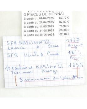 Lot de 3 Pièces de Monnaies Françaises