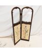 Small Carved Wooden Screen with 2 Glass Panels and Napoleon III Tapestry