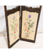 Small Carved Wooden Screen with 2 Glass Panels and Napoleon III Tapestry
