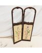 Small Carved Wooden Screen with 2 Glass Panels and Napoleon III Tapestry