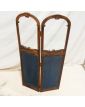 Small Carved Wooden Screen with 2 Glass Panels and Napoleon III Tapestry