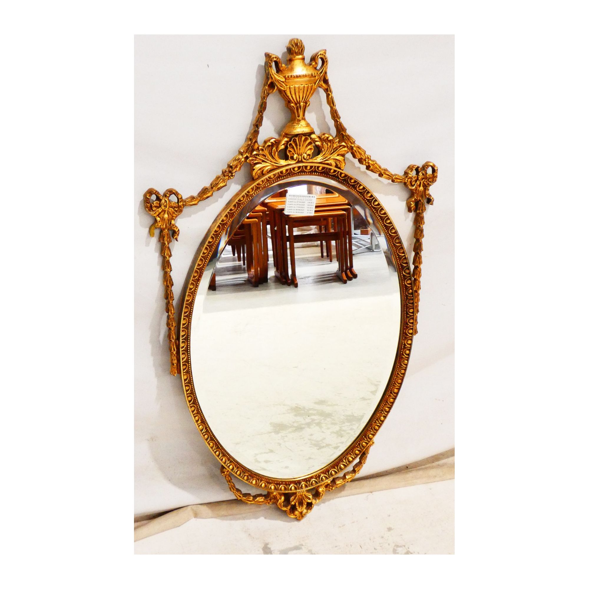 Oval Mirror with Molded and Openwork Gold Frame Oval Mirror with Molded and Openwork Gold Frame