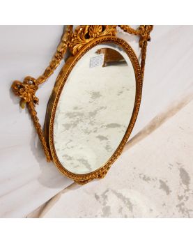 Oval Mirror with Molded and Openwork Gold Frame