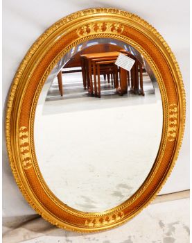 Oval Beveled Mirror with Molded Gold Frame