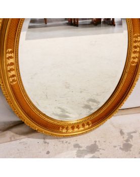 Oval Beveled Mirror with Molded Gold Frame