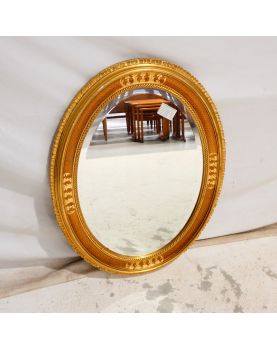 Oval Beveled Mirror with Molded Gold Frame
