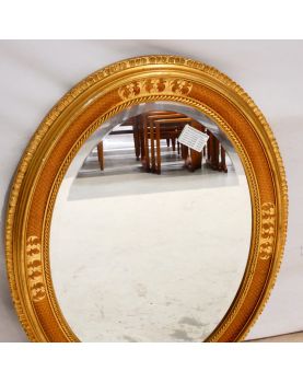 Oval Beveled Mirror with Molded Gold Frame