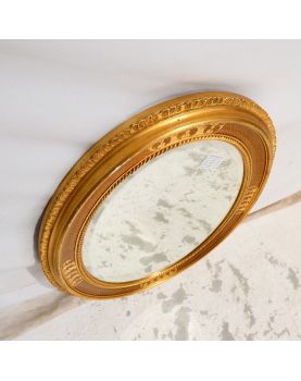 Oval Beveled Mirror with Molded Gold Frame