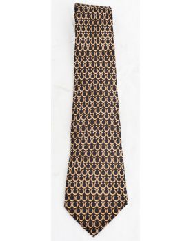 HERMES Horseshoe Decor Silk Tie