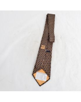 HERMES Horseshoe Decor Silk Tie