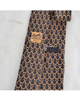 HERMES Horseshoe Decor Silk Tie