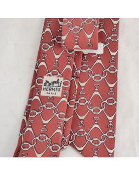 HERMES Brown Silk Tie