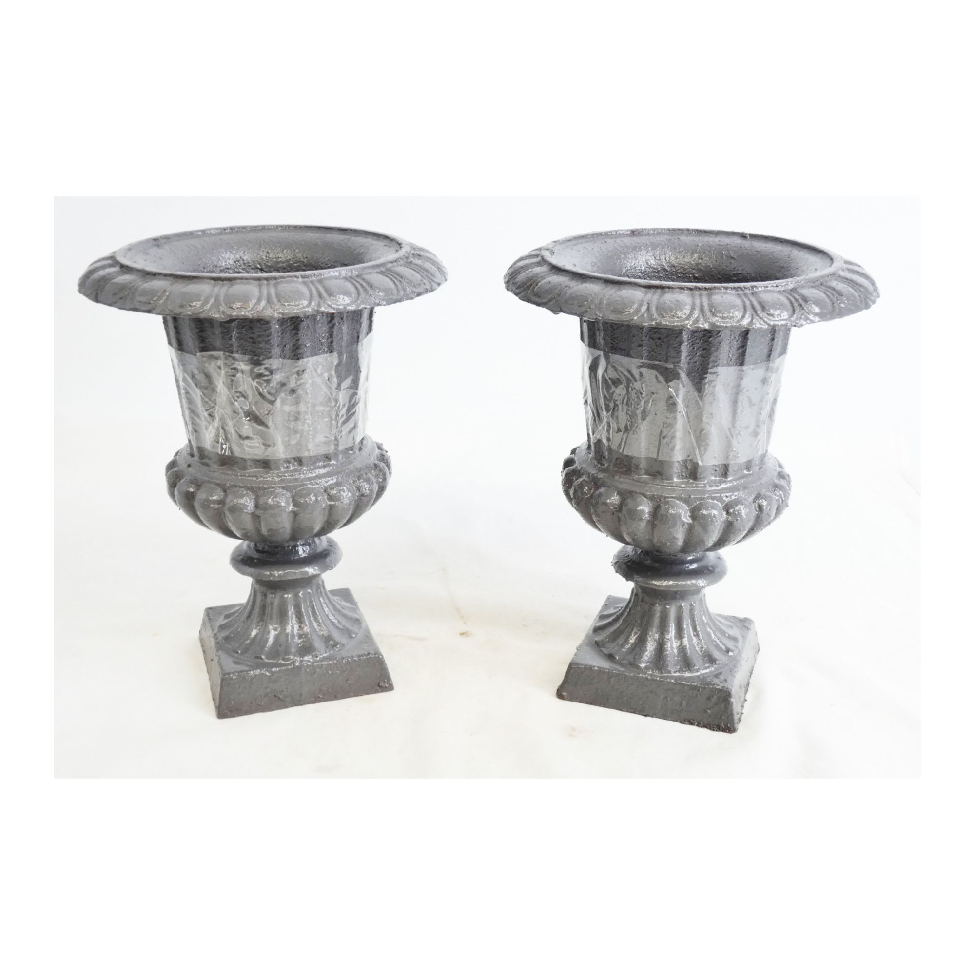Pair of Small Medici Vases Painted in Grey Pair of Small Medici Vases Painted in Grey