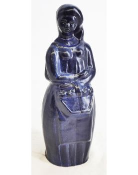 Sujet en Grès Femme Bleue Signé Louis JOUBERT