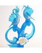 Large Subject Pair of Blue Birds in Blown Glass Attributed to Murano