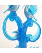 Large Subject Pair of Blue Birds in Blown Glass Attributed to Murano