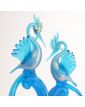 Large Subject Pair of Blue Birds in Blown Glass Attributed to Murano