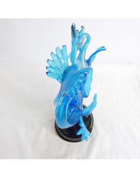 Large Subject Pair of Blue Birds in Blown Glass Attributed to Murano