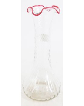 Vase en Verre Souffle Liseré Rouge