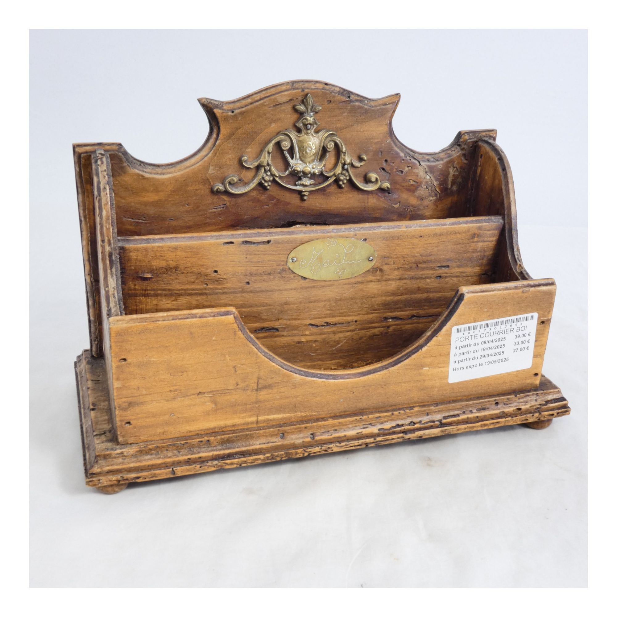 Wooden and Brass Mail Holder Wooden and Brass Mail Holder