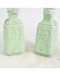 Paire de Vases en Opaline Couleur Vert Amande
