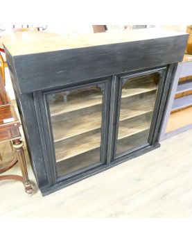 Vitrine Patiné Noir 2 Portes avec Clé