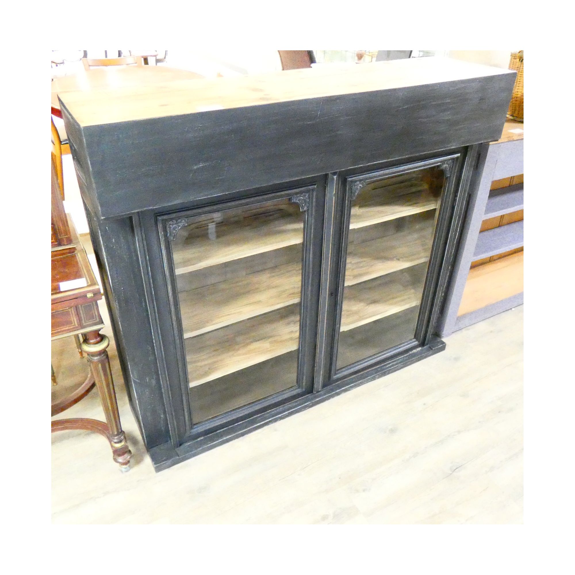 Black Patinated Display Case 2 Doors with Key Black Patinated Display Case 2 Doors with Key