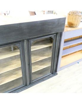 Vitrine Patiné Noir 2 Portes avec Clé