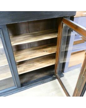 Black Patinated Display Case 2 Doors with Key