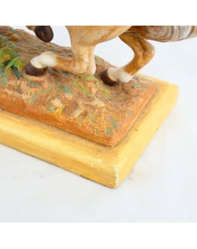 Sujet Cheval et Serpent en Régule Peint
